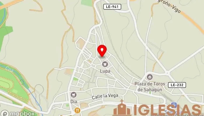 mapa de Iglesia de San Lorenzo Iglesia católica, Atracción turística en Sahagún