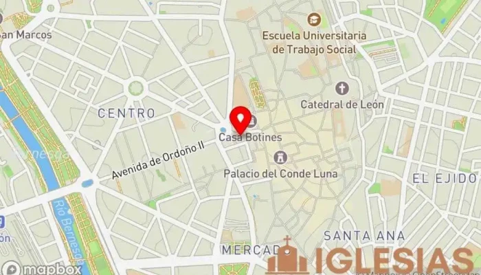mapa de Iglesia de San Marcelo Iglesia católica, Iglesia en León