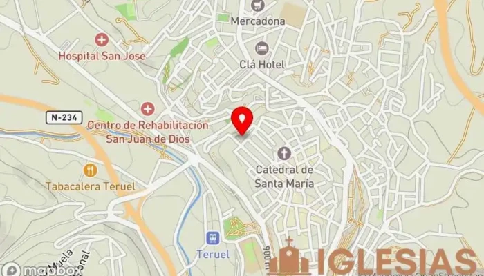 mapa de Iglesia de San Martín Iglesia católica en Teruel