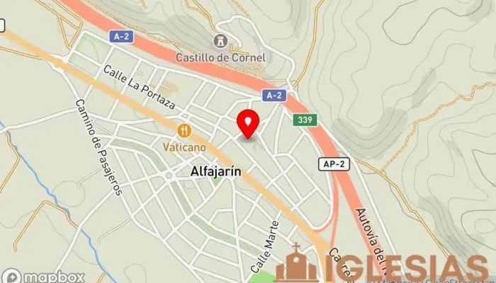 mapa de Iglesia de San Miguel Arcángel Iglesia católica en Alfajarín
