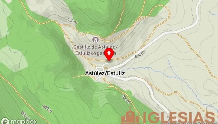 mapa de Iglesia de San Millán Iglesia católica en Astúlez
