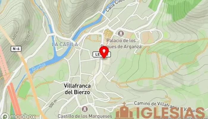 mapa de Iglesia de San Nicolás El Real Lugar de interés histórico en Villafranca del Bierzo