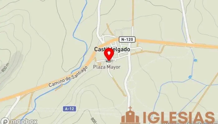 mapa de Iglesia de San Pedro Apóstol Iglesia católica en Castildelgado