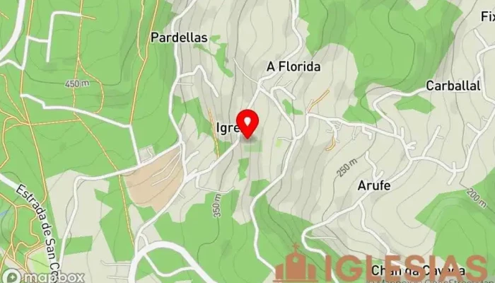 mapa de Iglesia de San Pedro de Cela Lugar de culto en Pontevedra