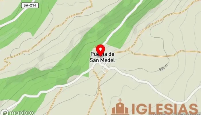mapa de Iglesia de San Pedro Iglesia en Puebla de San Medel