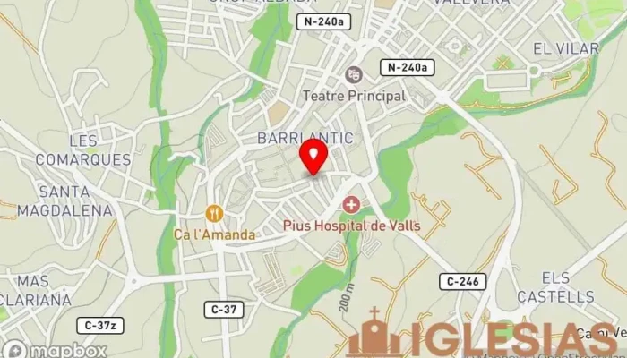 mapa de Iglesia de Sant Antoni Abat Iglesia católica en Valls