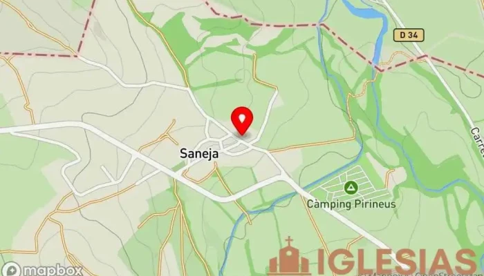 mapa de Iglesia de Sant Vicenç de Saneja Iglesia en Saneja