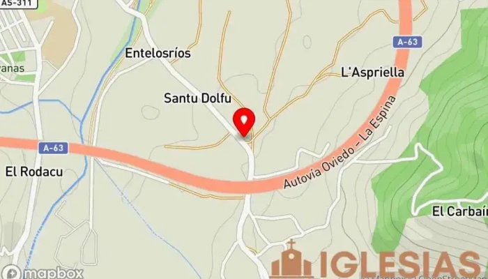 mapa de Iglesia de Santa Eulalia de La Mata Iglesia católica en Asturias