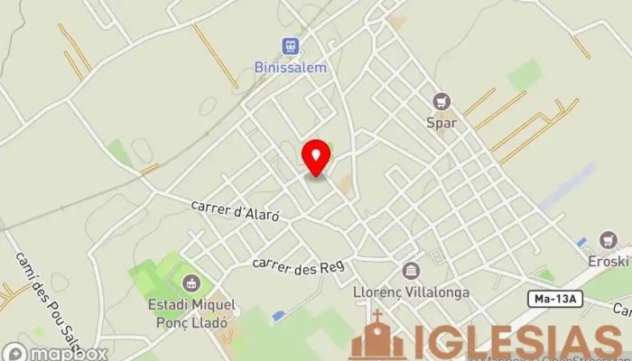 mapa de Iglesia de Santa María de Robines Iglesia católica, Atracción turística en Binissalem