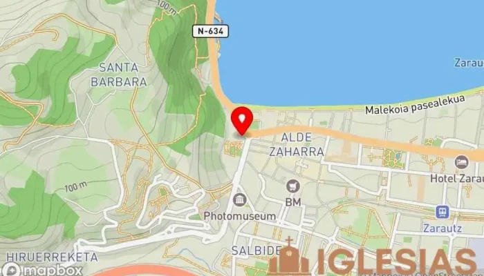 mapa de Iglesia de Santa María La Real Iglesia católica, Atracción turística en Zarautz