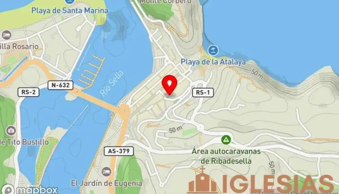 mapa de Iglesia de Santa María Magdalena Iglesia católica en Ribadesella