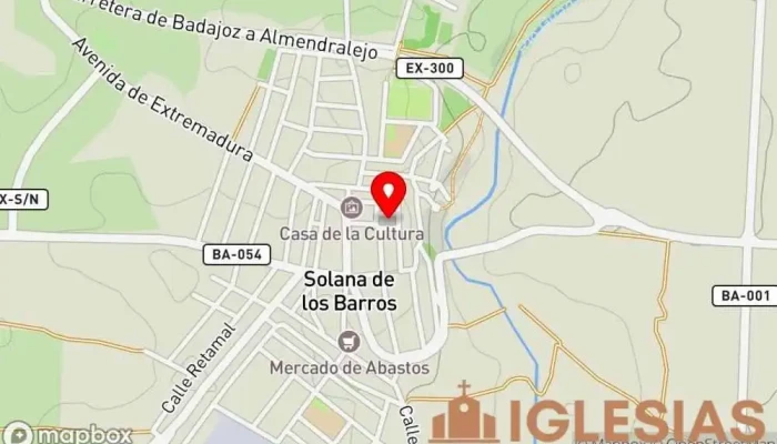 mapa de Iglesia de Santa María Magdalena Iglesia en Solana de los Barros
