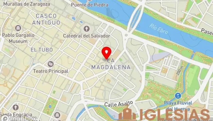 mapa de Iglesia de Santa María Magdalena Iglesia católica, Atracción turística en Zaragoza