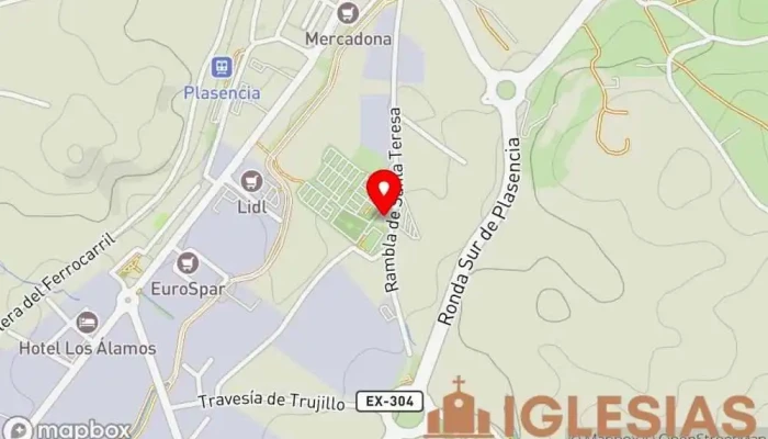mapa de Iglesia de Santa Teresa Iglesia católica en Plasencia
