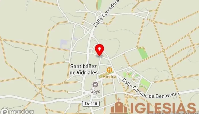 mapa de Iglesia de Santibañez de Vidriales Iglesia católica en Santibáñez de Vidriales