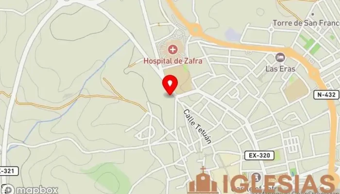 mapa de Iglesia del Santísimo Cristo del Rosario Iglesia católica en Zafra