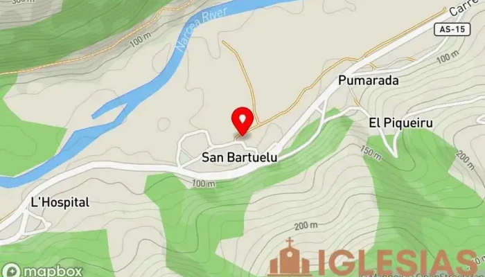 mapa de Iglesia parroquial de San Bartolomé Iglesia católica en Asturias