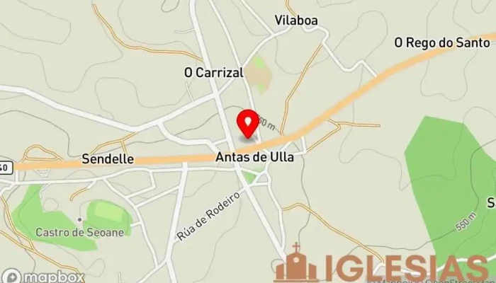 mapa de Iglesia Parroquial de San Juan Iglesia en Antas de Ulla, Lugo