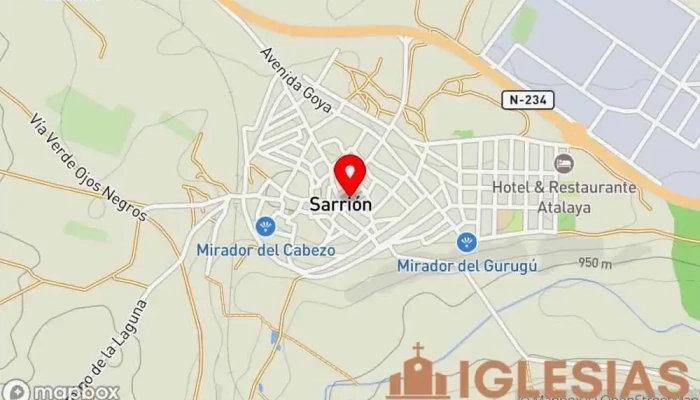 mapa de Iglesia Parroquial de San Pedro y San Pablo, Sarrión Iglesia católica en Sarrión