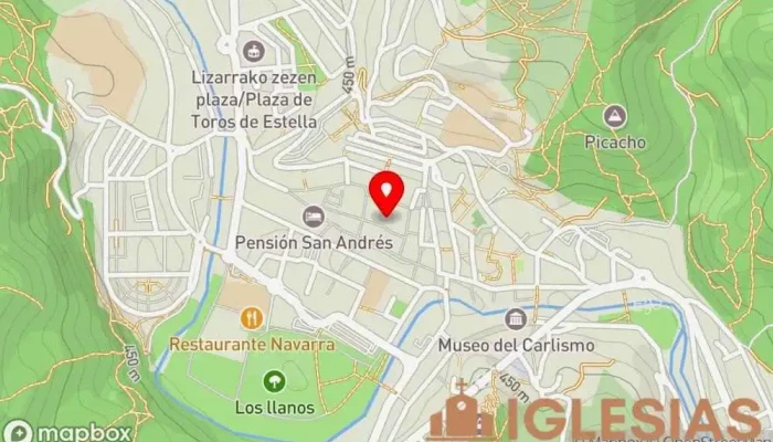 mapa de Iglesia San Juan Bautista Iglesia católica en Estella