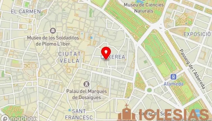 mapa de Iglesia San Juan del Hospital Iglesia católica, Atracción turística en Valencia