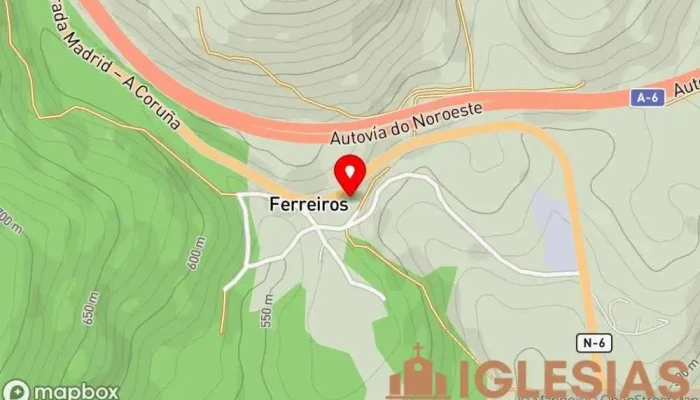 mapa de Igrexa de San Pedro de Ferreiros Iglesia en Baralla