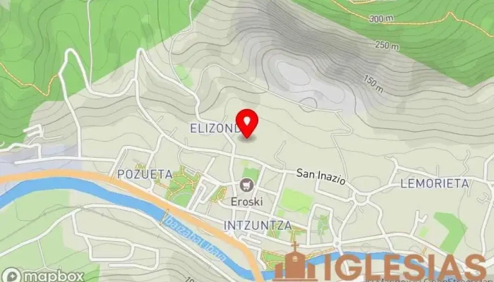 mapa de Lemoako Miren Deunaren Parrokia /Parroquia de Santa María de Lemoa Iglesia católica en Elizondo