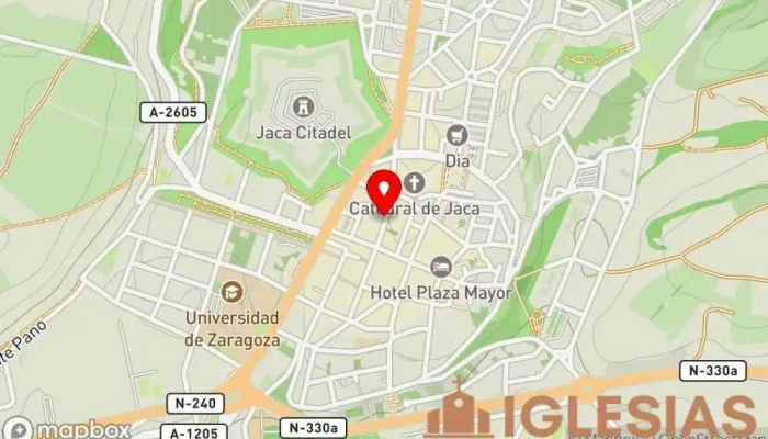 mapa de Obispado de Jaca Iglesia en Jaca