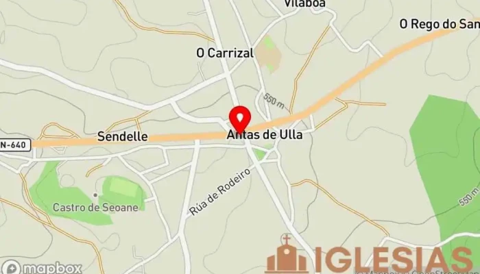 mapa de Parroquia católica San Juan Lugar de culto en Antas de Ulla