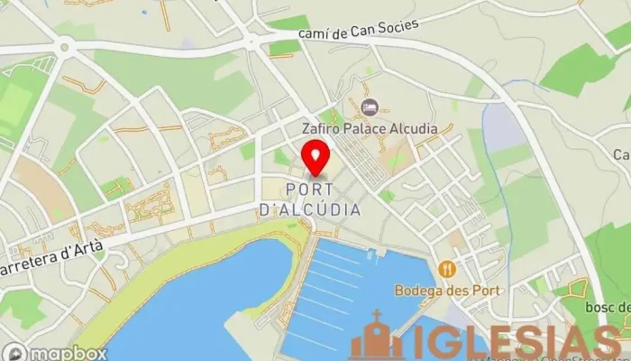 mapa de Parròquia de la Mare de Déu del Carme i Sant Pere Apòstol - Alcúdia, Mallorca Iglesia en Alcúdia