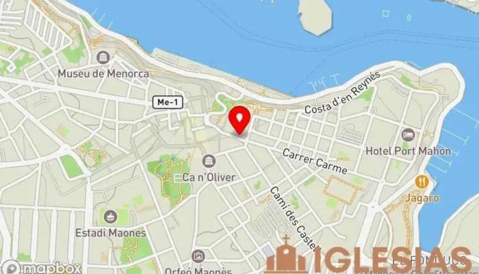 mapa de Parròquia de la Mare de Déu del Carme Iglesia en Mahón