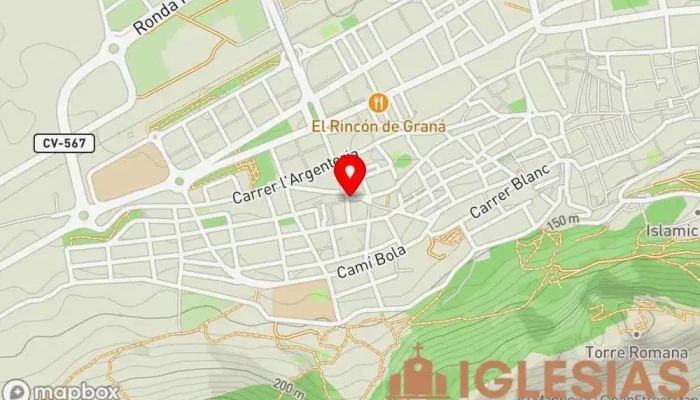 mapa de Parroquia de los Santos Juanes (Església dels Sants Joans) Iglesia católica, Lloc d’interès cultural, Lugar de culto, Destino religioso en Xàtiva