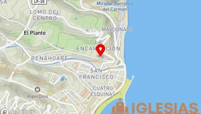 mapa de Parroquia de Nuestra Señora de la Encarnación Iglesia católica en Santa Cruz de la Palma