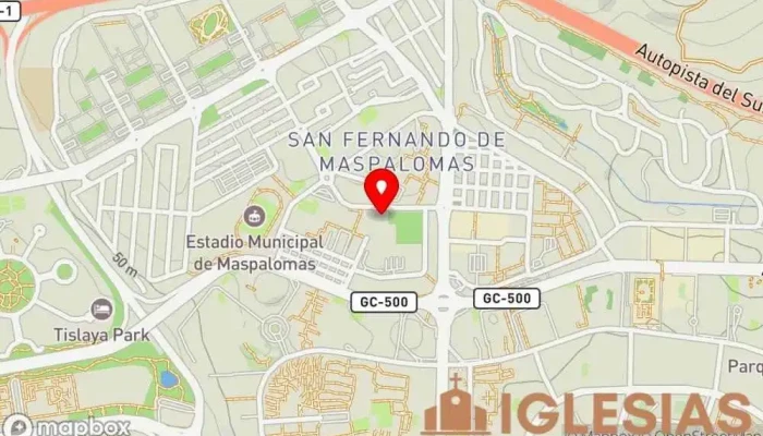 mapa de Parroquia de San Fernando Iglesia, Atracción turística en Maspalomas