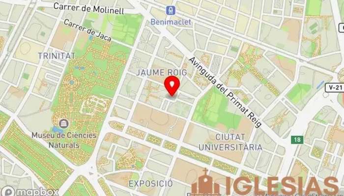 mapa de Parroquia de San Juan de Ávila Iglesia católica en Valencia