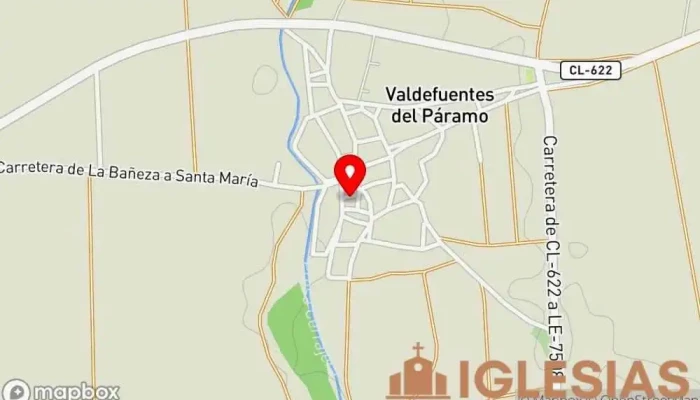 mapa de Parroquia De San Juan Evangelista Iglesia en Valdefuentes del Páramo