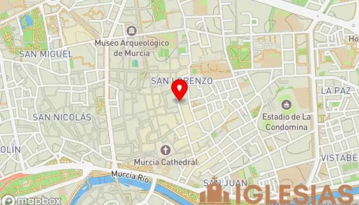 mapa de Parroquia de San Lorenzo Iglesia católica en Murcia