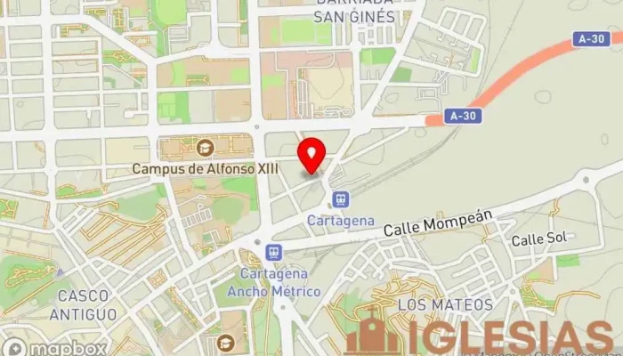mapa de Parroquia de San Pablo Iglesia católica en Cartagena