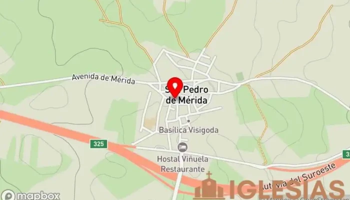 mapa de Parroquia De San Pedro apóstol Lugar de culto en San Pedro de Mérida