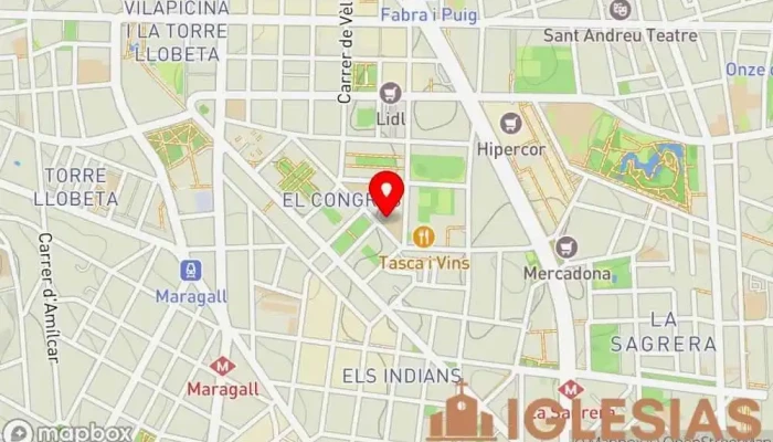 mapa de Parroquia de San Pío X Iglesia católica en Barcelona