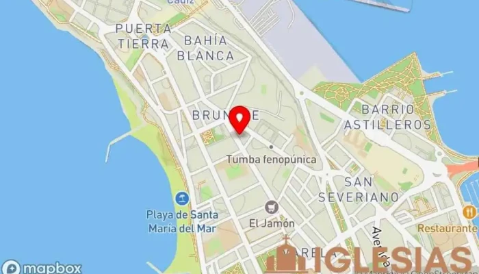 mapa de Parroquia de San Severiano Iglesia católica en Cádiz