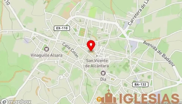 mapa de Parroquia de San Vicente Mártir Parroquia en San Vicente de Alcántara