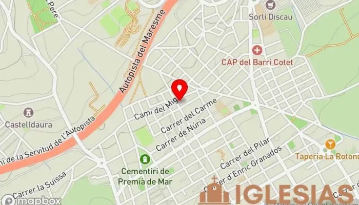 mapa de Parroquia de Santa María Iglesia católica en Premià de Mar