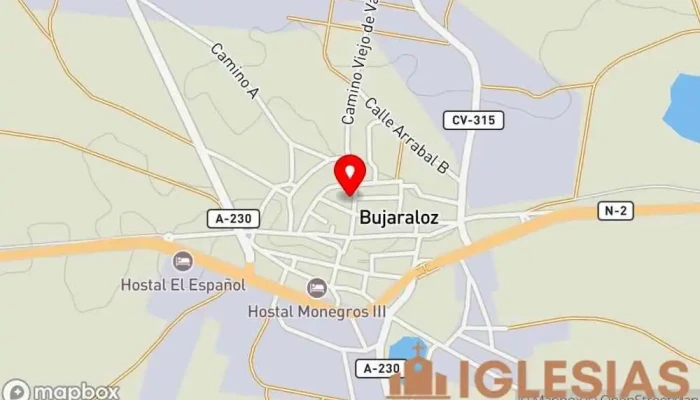 mapa de Parroquia de Santiago El Mayor Iglesia católica en Bujaraloz