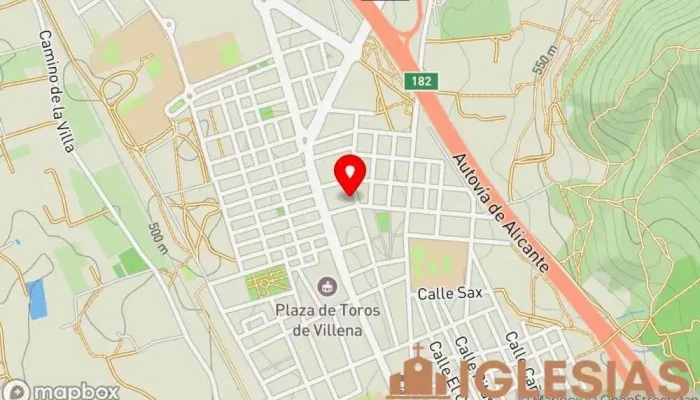 mapa de Parroquia Ntra. Sra. de la Paz Parroquia en Villena