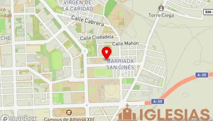 mapa de Parroquia San Ginés de la Jara Iglesia católica en Cartagena