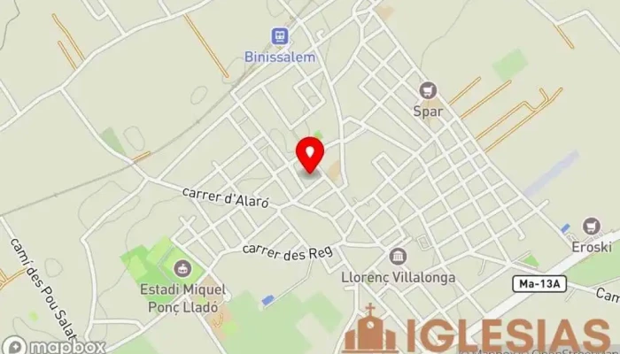 mapa de Plaza de la Iglesia de Binissalem Parque en Binissalem
