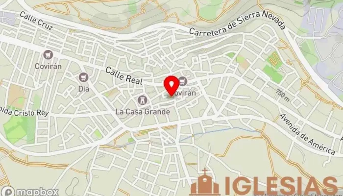 mapa de Plaza de la Iglesia de Padul Lugar de interés histórico en Padul