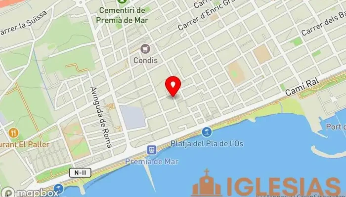 mapa de Rectoria Parròquia Sant Cristòfol Iglesia en Premià de Mar