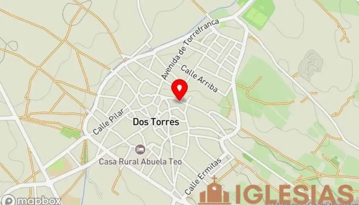 mapa de Salón parroquial Lugar de culto en Dos Torres